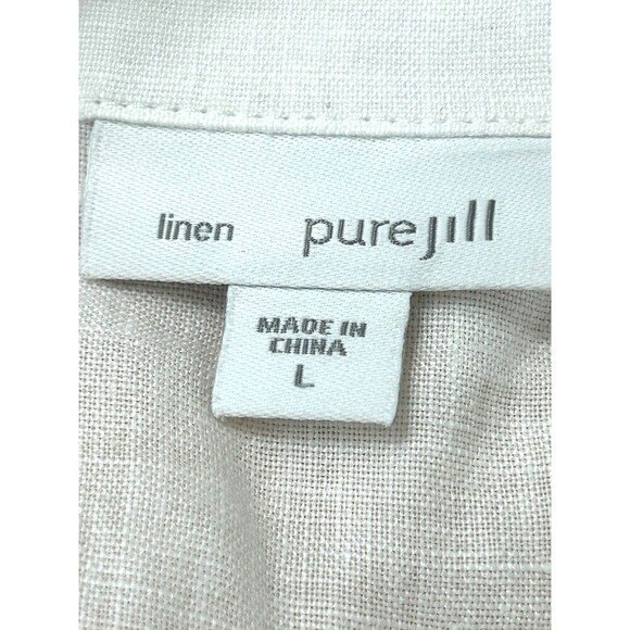Pure Jill Linen Top Women Sz L White Boxy Oversized Blouse Lightweight 1080H4 - Picture 10 of 12